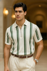 Lining Printed Zipped Collar Tshirt